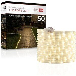 50ft warm white LED rope lights indoor outdoor flexible linkable patio decor